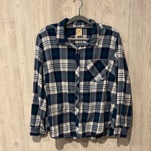 Faded Glory Plaid Shirt - Blue, Green, and White